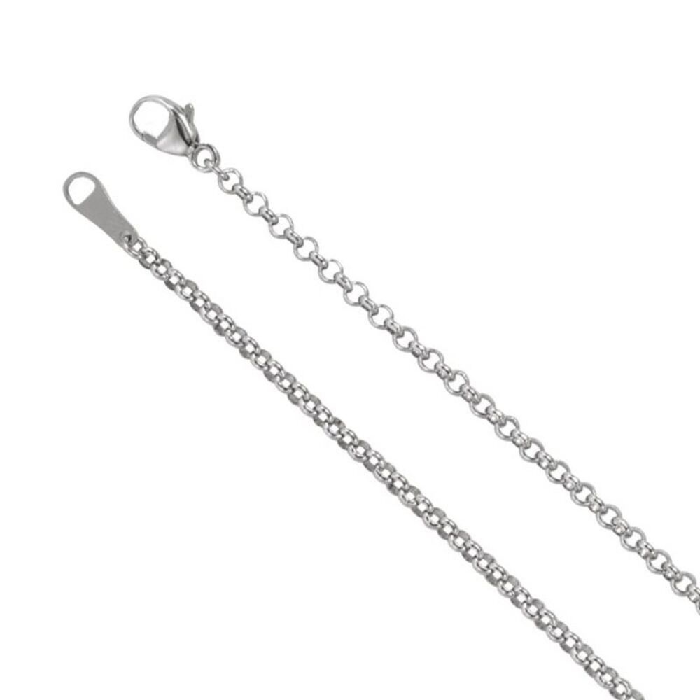 18k White Gold 2.4mm Hollow Rolo Chain Necklace, 16 Inch